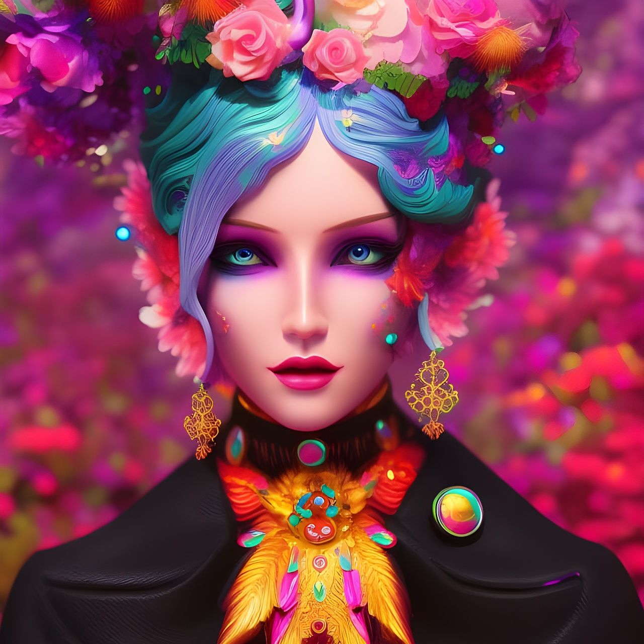 Psychedelic Fantasy Girl in Digital Art Style