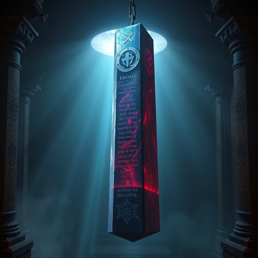 Ancient Obsidian Obelisk with Ethereal Blue Glow