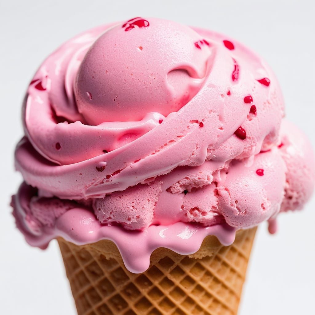Vibrant Melty Ice Cream in a Cone