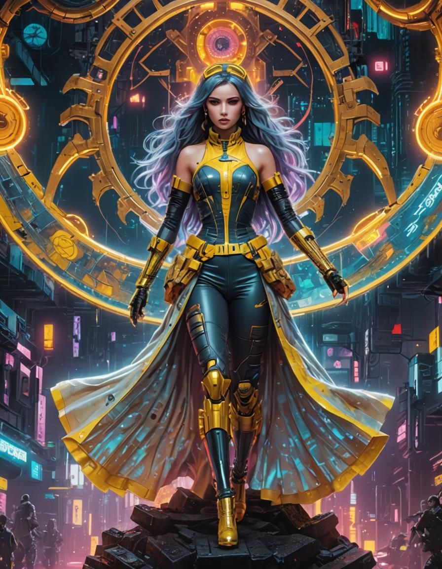 Rainbow Chimera Girl with Metal Skeleton