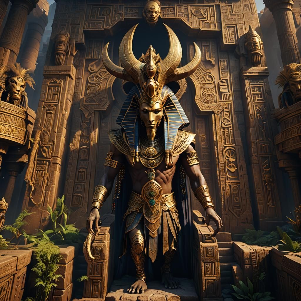 Detailed Matte Painting of Khnum in Fantasy Style