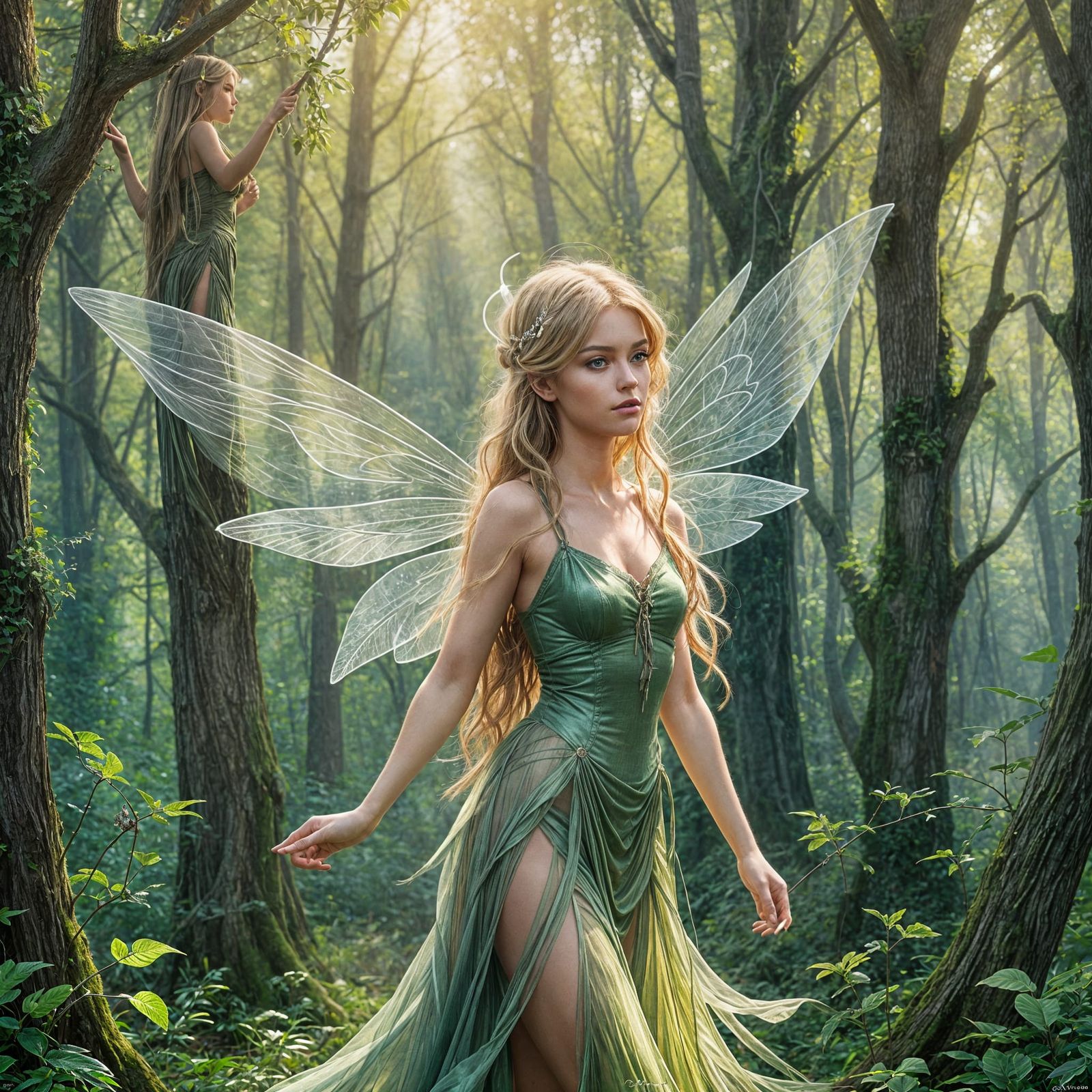 Life-Size Tinkerbell with Flowing Hair and Wings