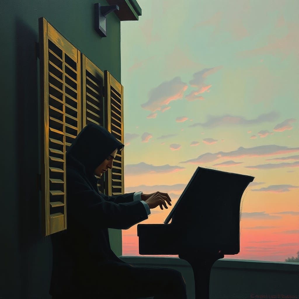 Surrealist Musician Oil Painting in Dali Style