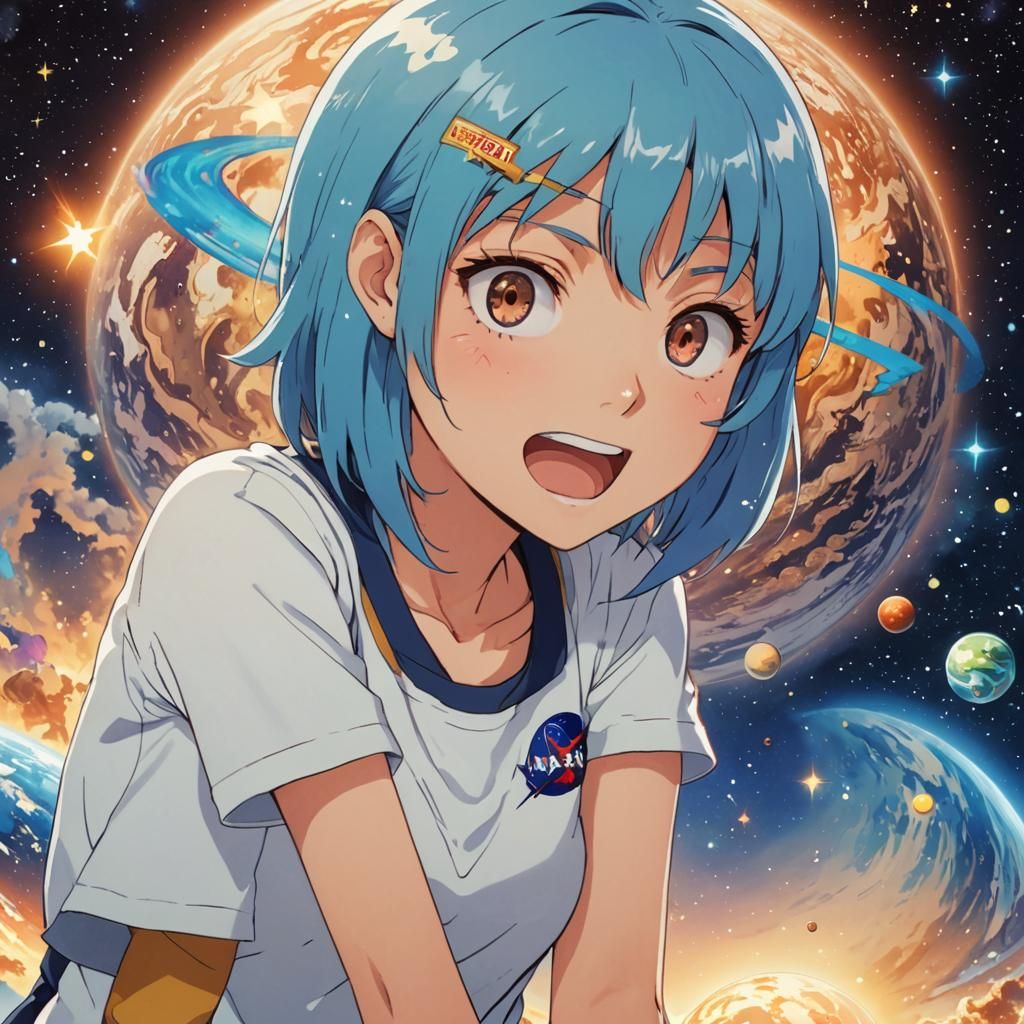 Earth-Chan Anime Portrait in Pastel Colors