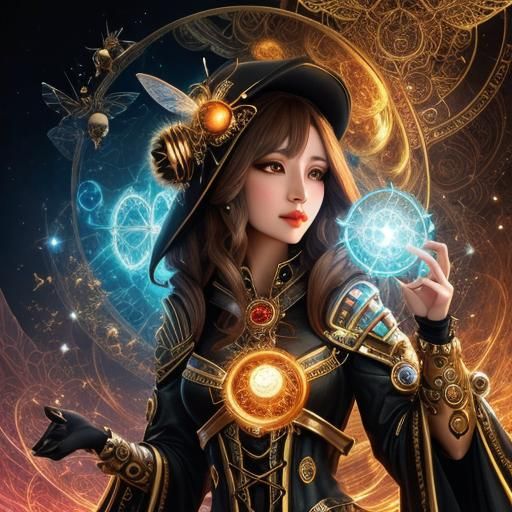 Honeybee Sorceress Spellweaver in Ethereal Style