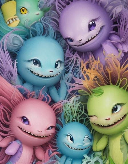 Whimsical Creatures in Humorous, Playful Watercolor Scenes