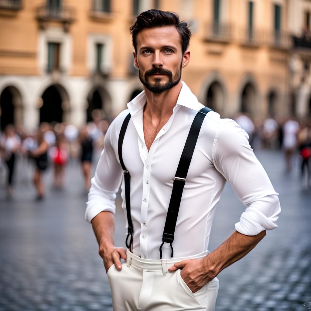 Muscular Man in Latex Fashion, Piazza Navona