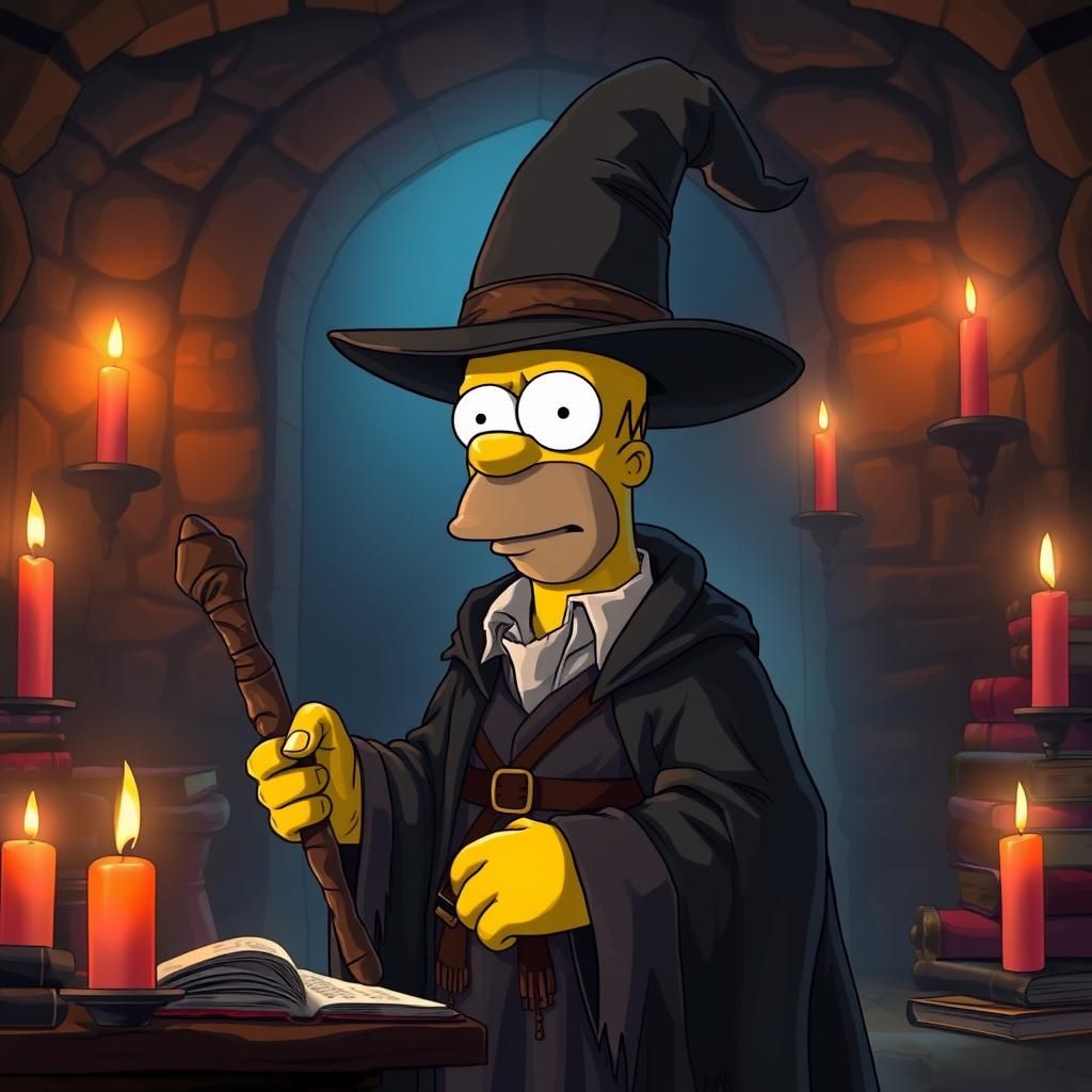Homer Simpson as Dark Fantasy Wizard