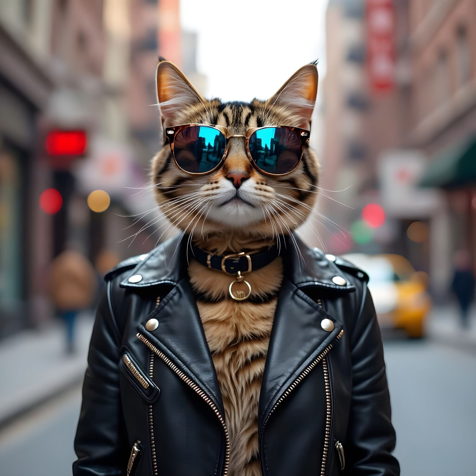 Sassy Cat in Sunglasses Strutting City Street