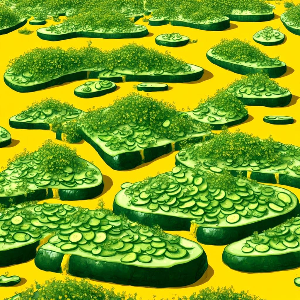 Surreal Island in Mustard Haze