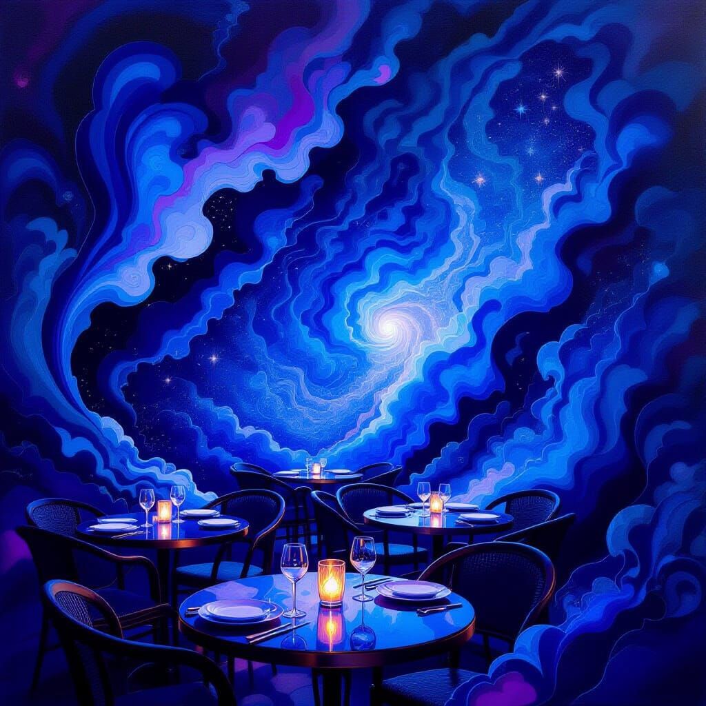 Ethereal Night Water Cafe Abstract