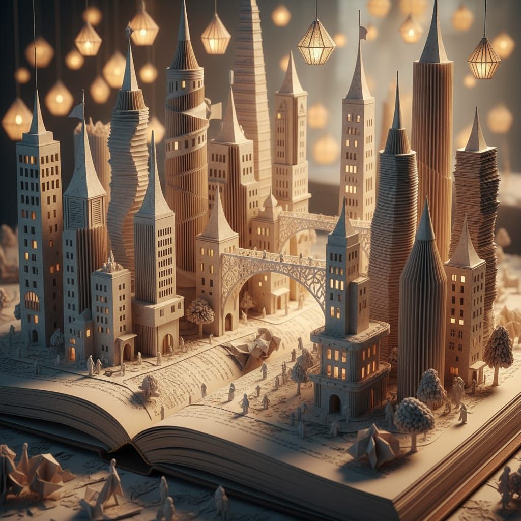 Paper Cityscape Pop-Up Book Art