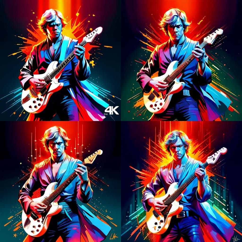 Luke Skywalker Rocking Guitar: Digital Concept Art