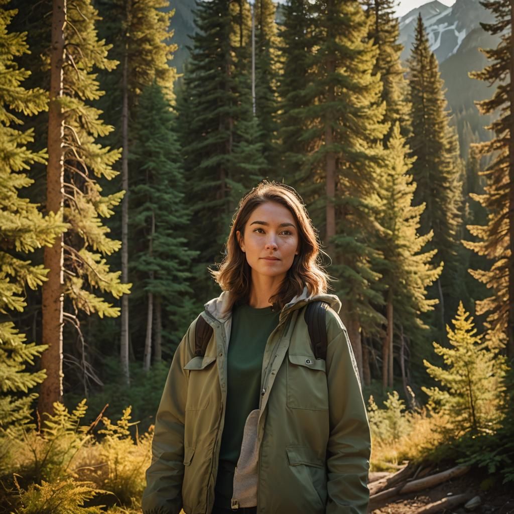 Portrait of Girl in Canadian Rockies Landscape