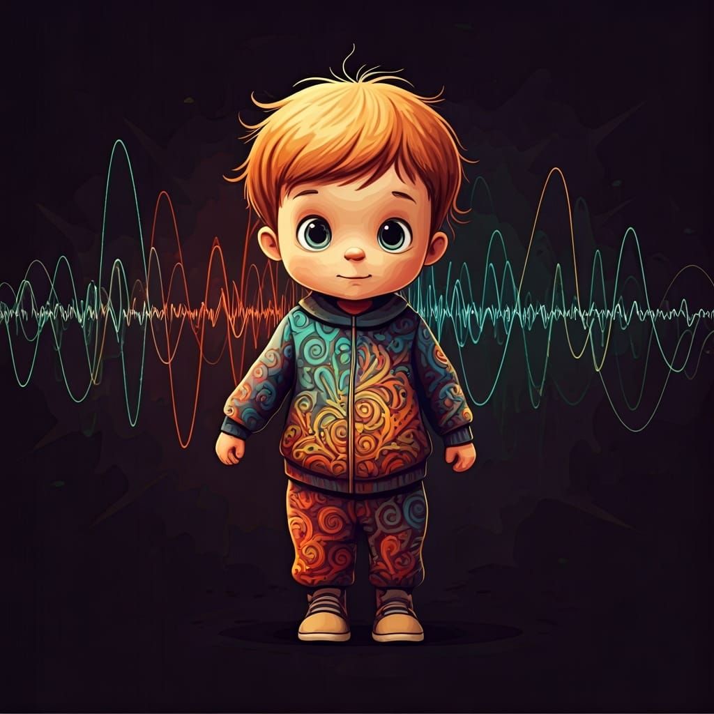 Child in Abstract World with Fractal Patterns