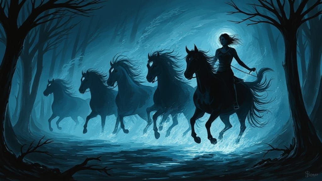 The Wild Hunt Gallops Through a Moonlit Forest