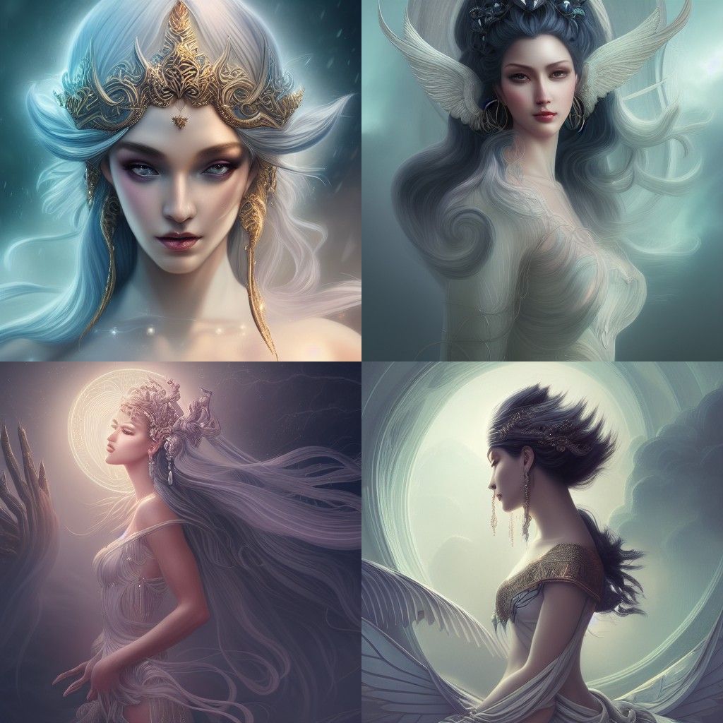 Ethereal Storm Goddess in Hyperdetailed Digital Painting