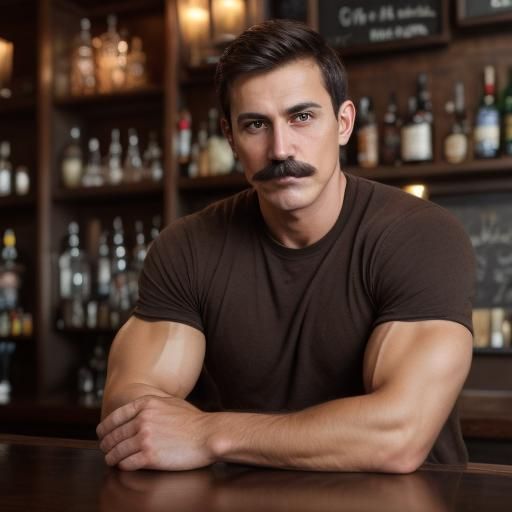 Handsome Man with Wistful Look at Bar