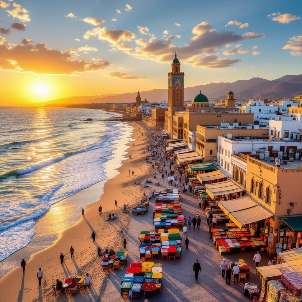 Agadir Morocco Coastal Cityscape at Golden Hour