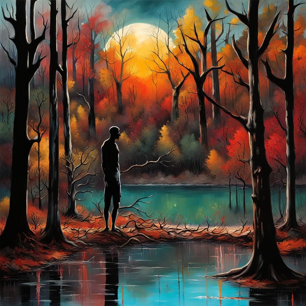 Autumn Forest Giant in Graffiti Art Style