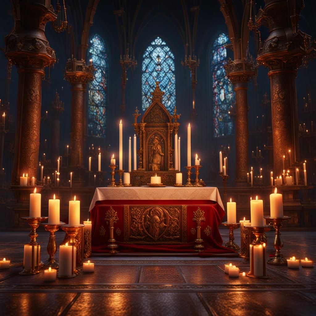 Tridentine Mass: Lit Candles on Altar