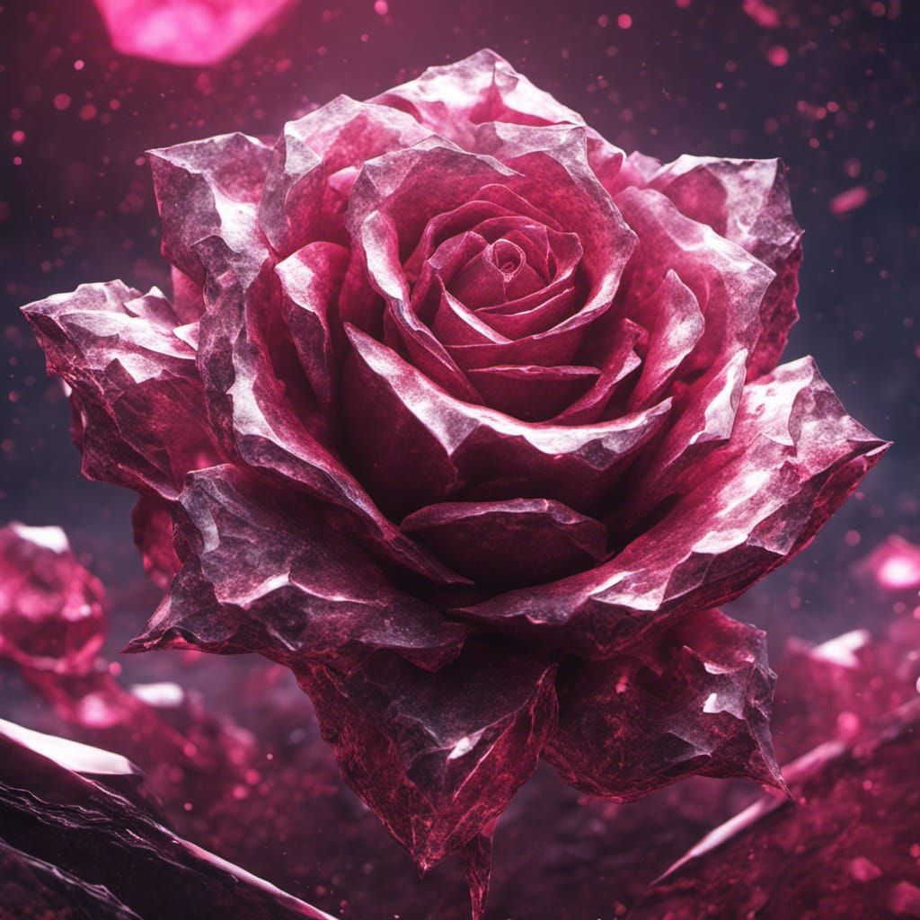 Diamond Rose in Pink: Detailed Fantasy Art