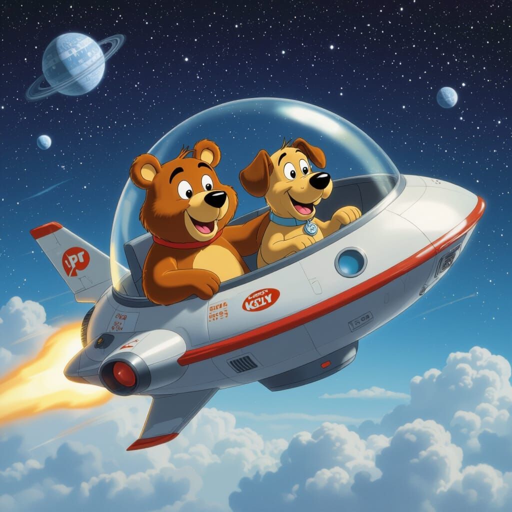 Yogi Bear and Huckleberry Hound Pilot Spaceship