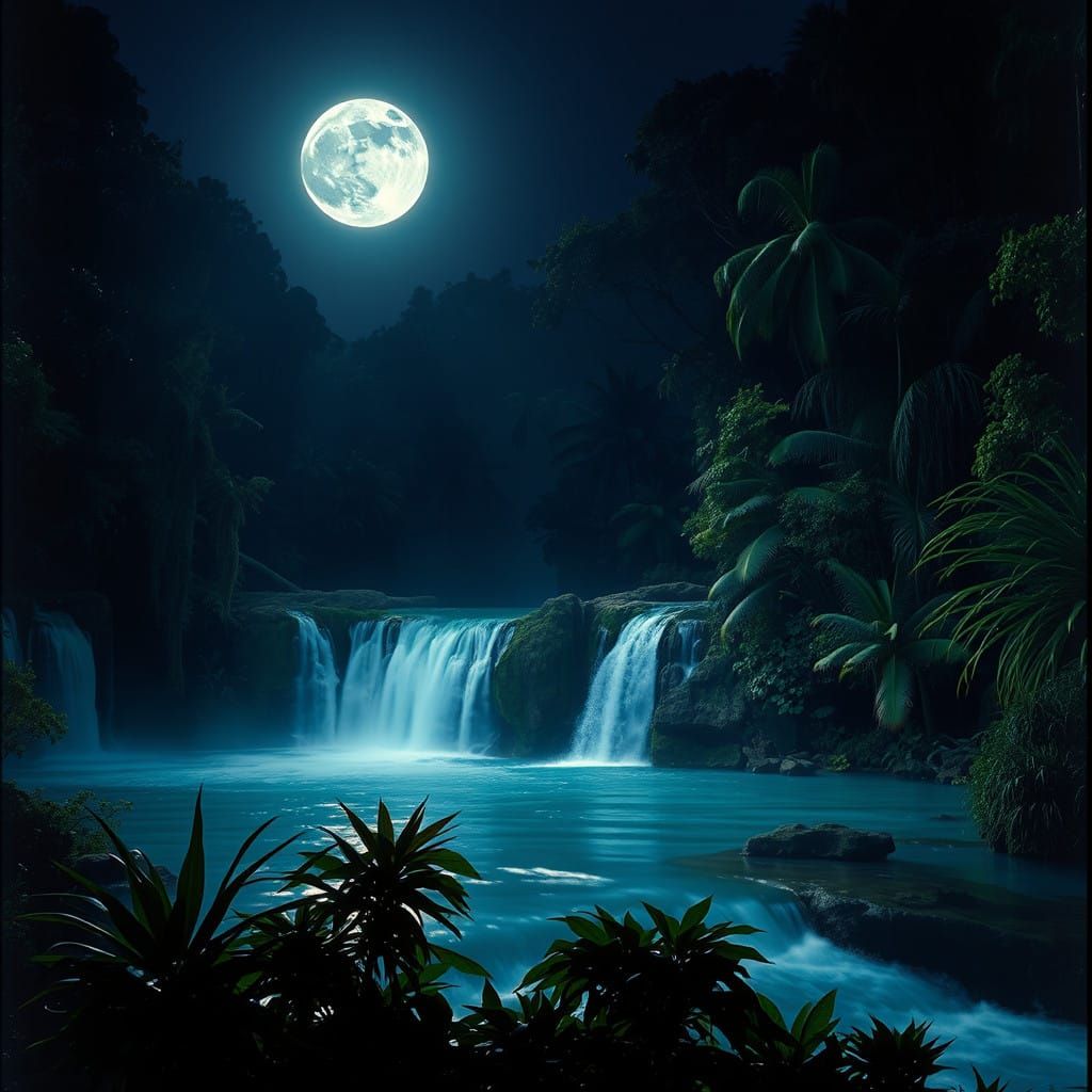 Majestic White Tiger Basks Under Starry Night Sky