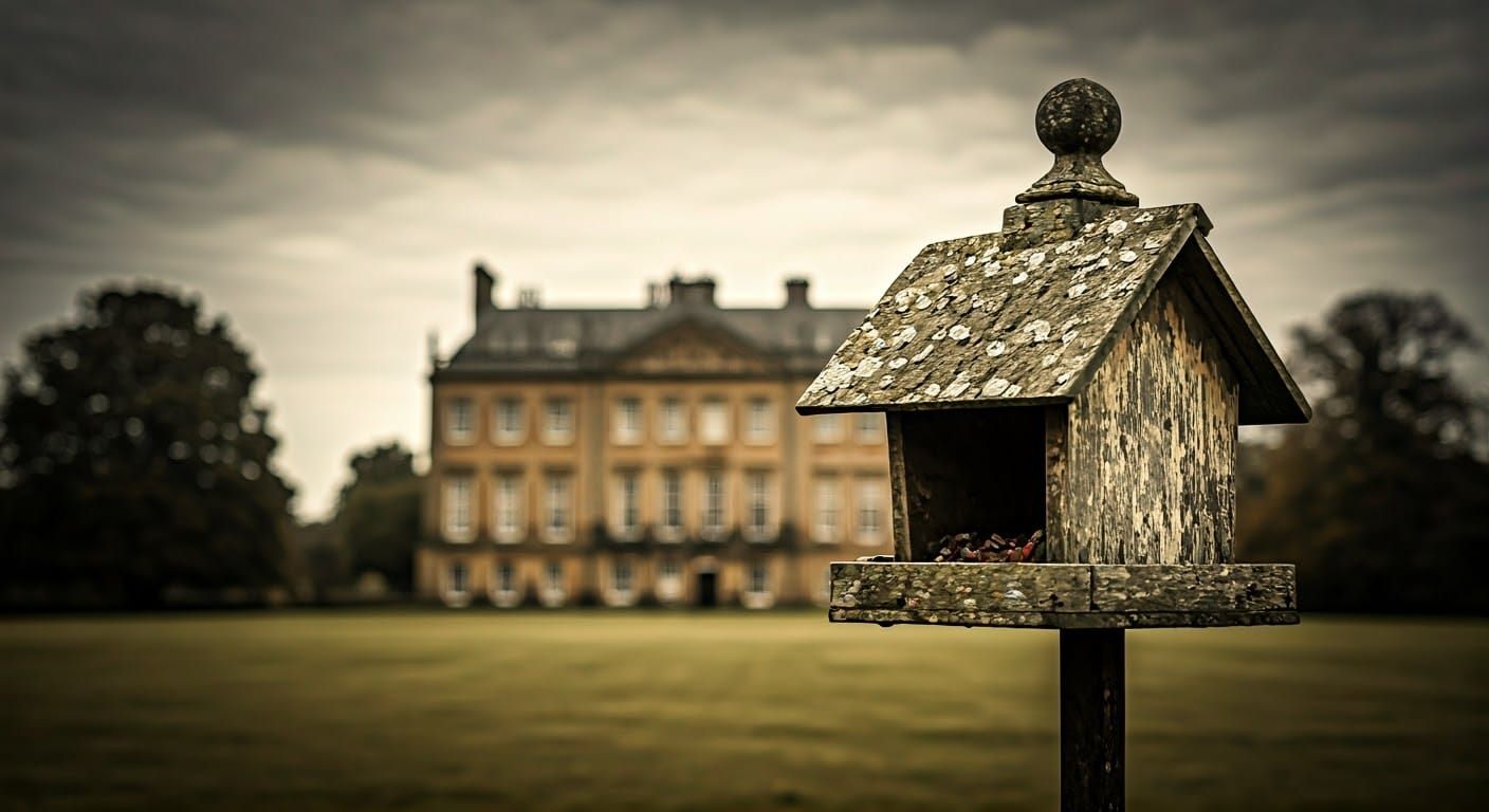 Whimsical Bird Feeder Scene in Warm, Soft Lighting