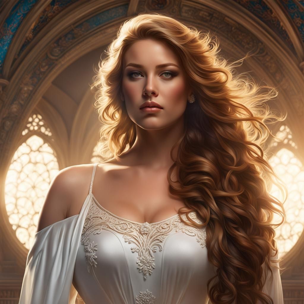 Voluptuous Woman Portrait in Hyperdetailed Matte Photography