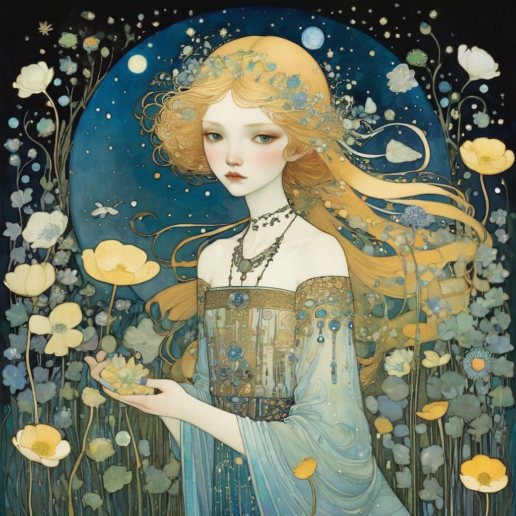 Buttercup in Art Nouveau and Impressionist Styles