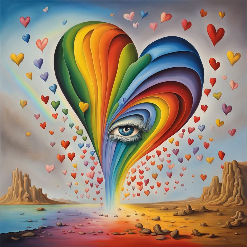 Surreal Heart Rainbow in Dali Style