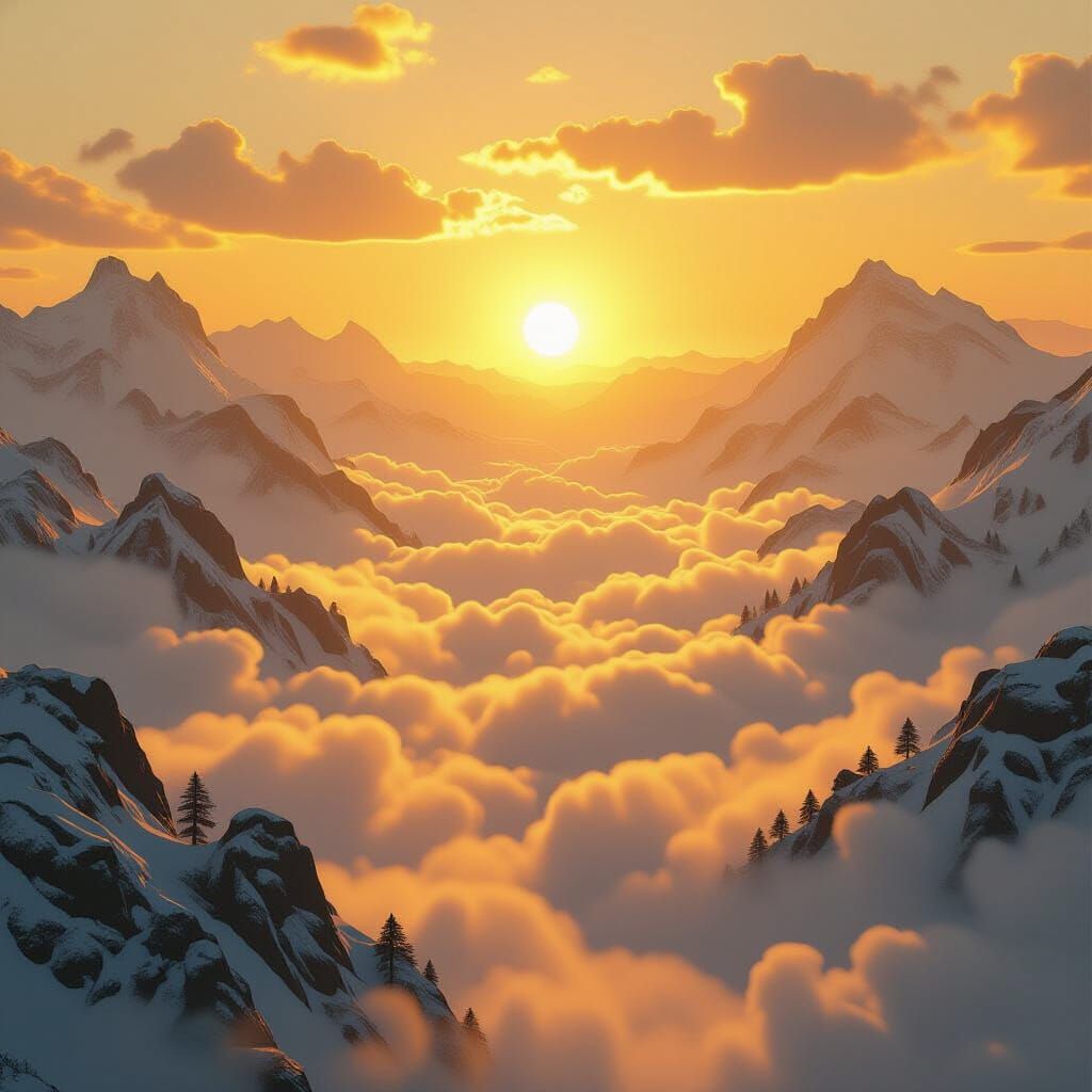 Epic Golden Mist Over White Mountains at Sunrise