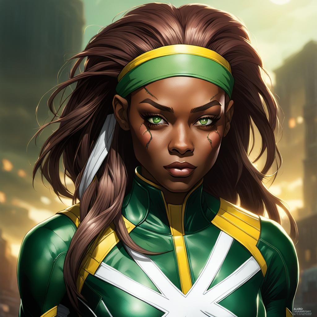 Rogue as African American in Hyperdetailed Portrait