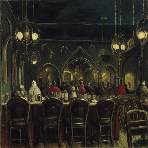 Mice in Midnight Christmas Celebration, Night Cafe Style