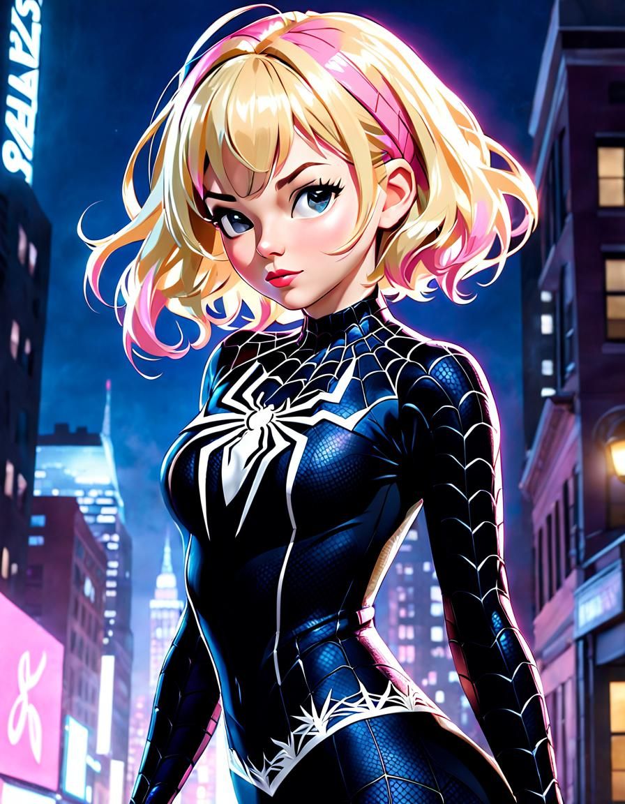 Ghost Spider in Dark City Street: 8k CG Wallpaper