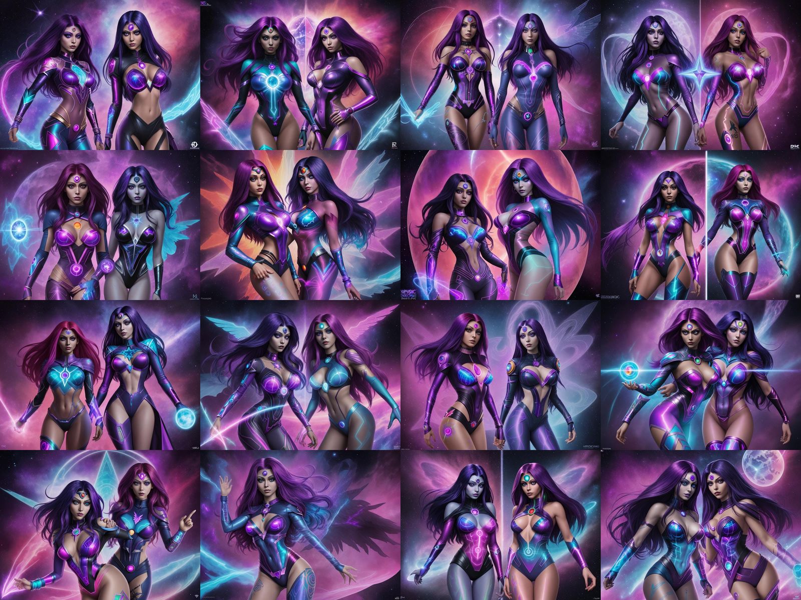 Starfire and Raven Fusion: Cosmic Illustration