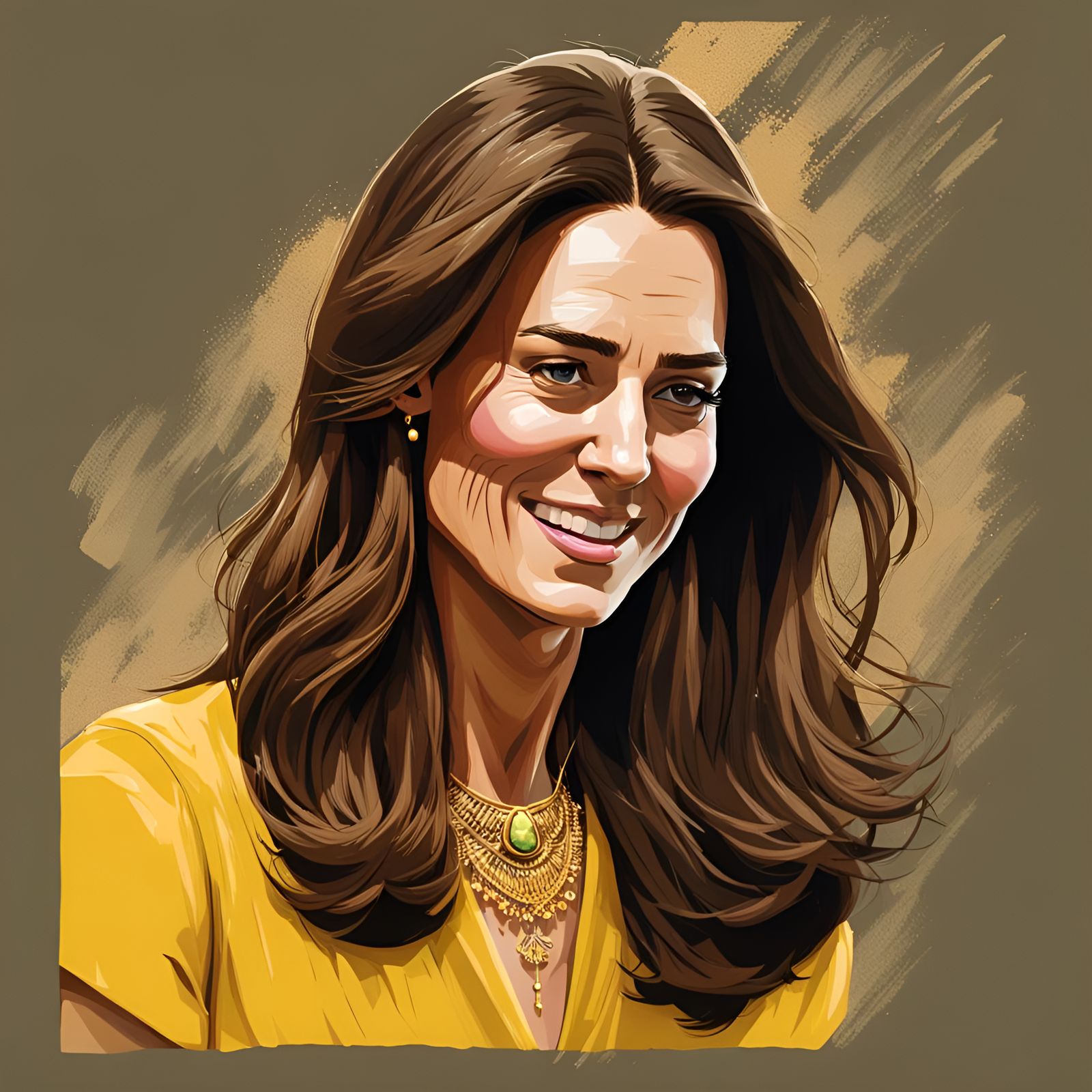 Hyperrealistic Portrait of Woman with Gold Necklace