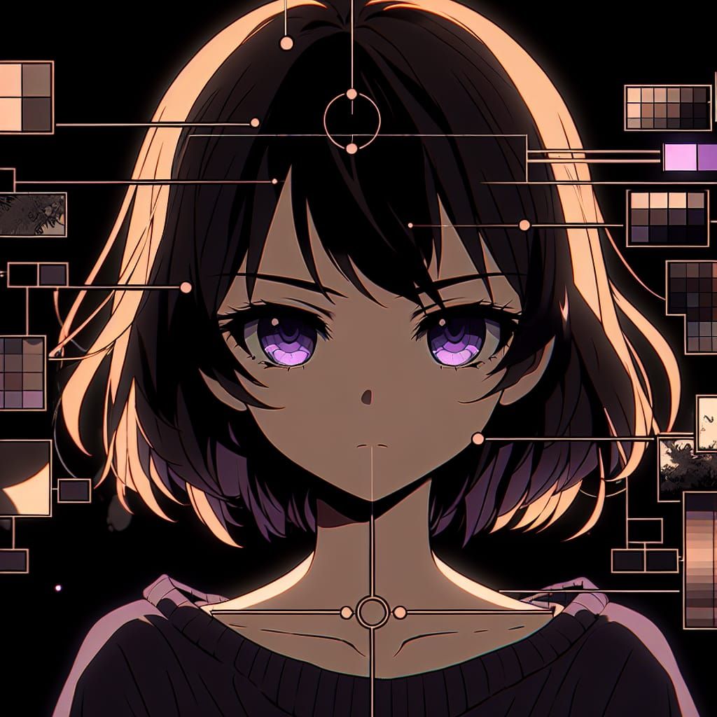 Mysterious Girl in Cel-Shaded Japanese Anime Style