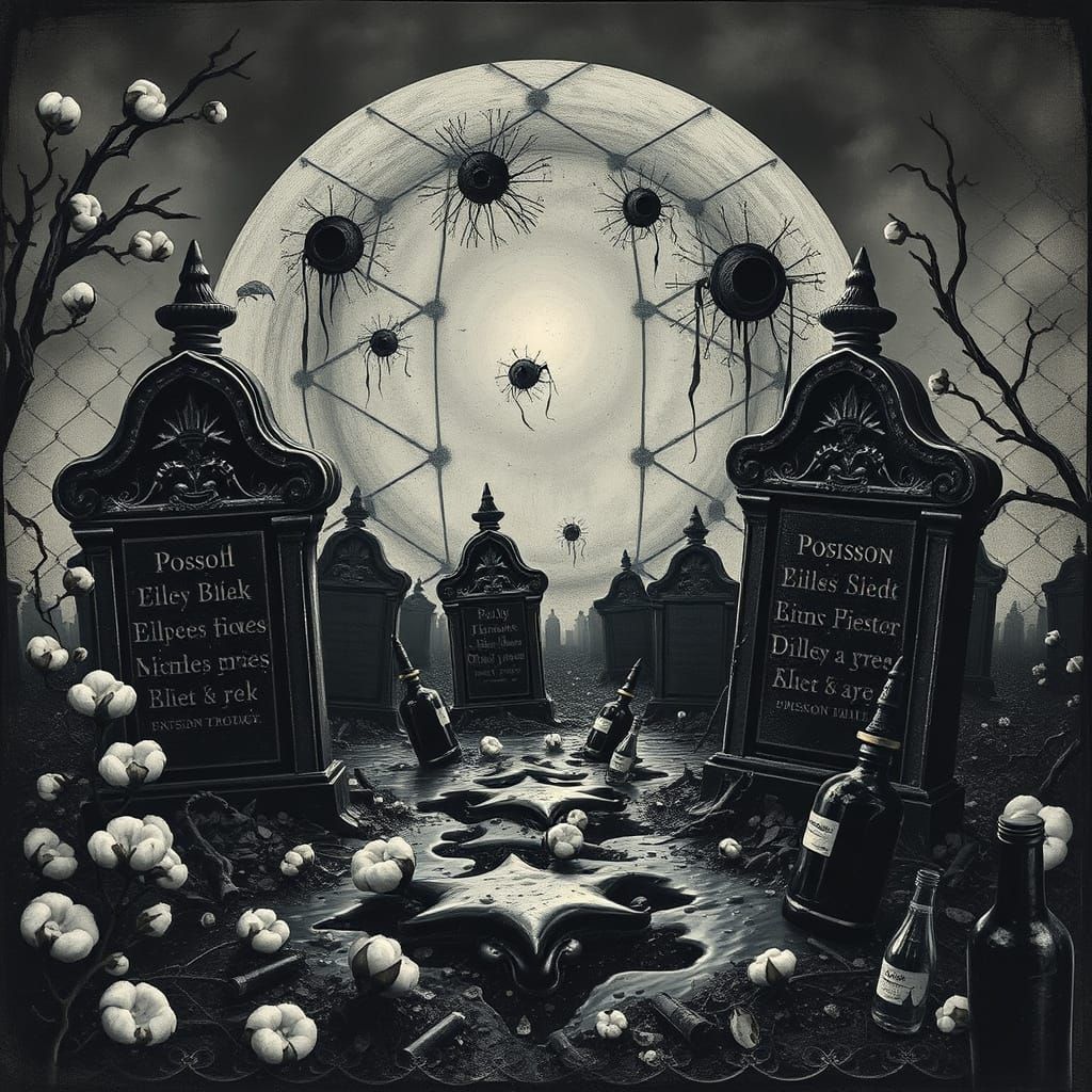 Surreal Melting Gravestones with Vintage Elements
