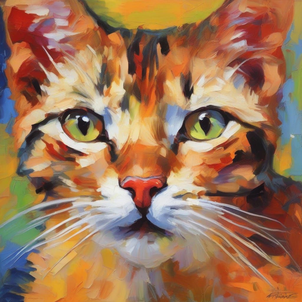 Fauvist Cat Teeth Fairy Portrait in Golden Light