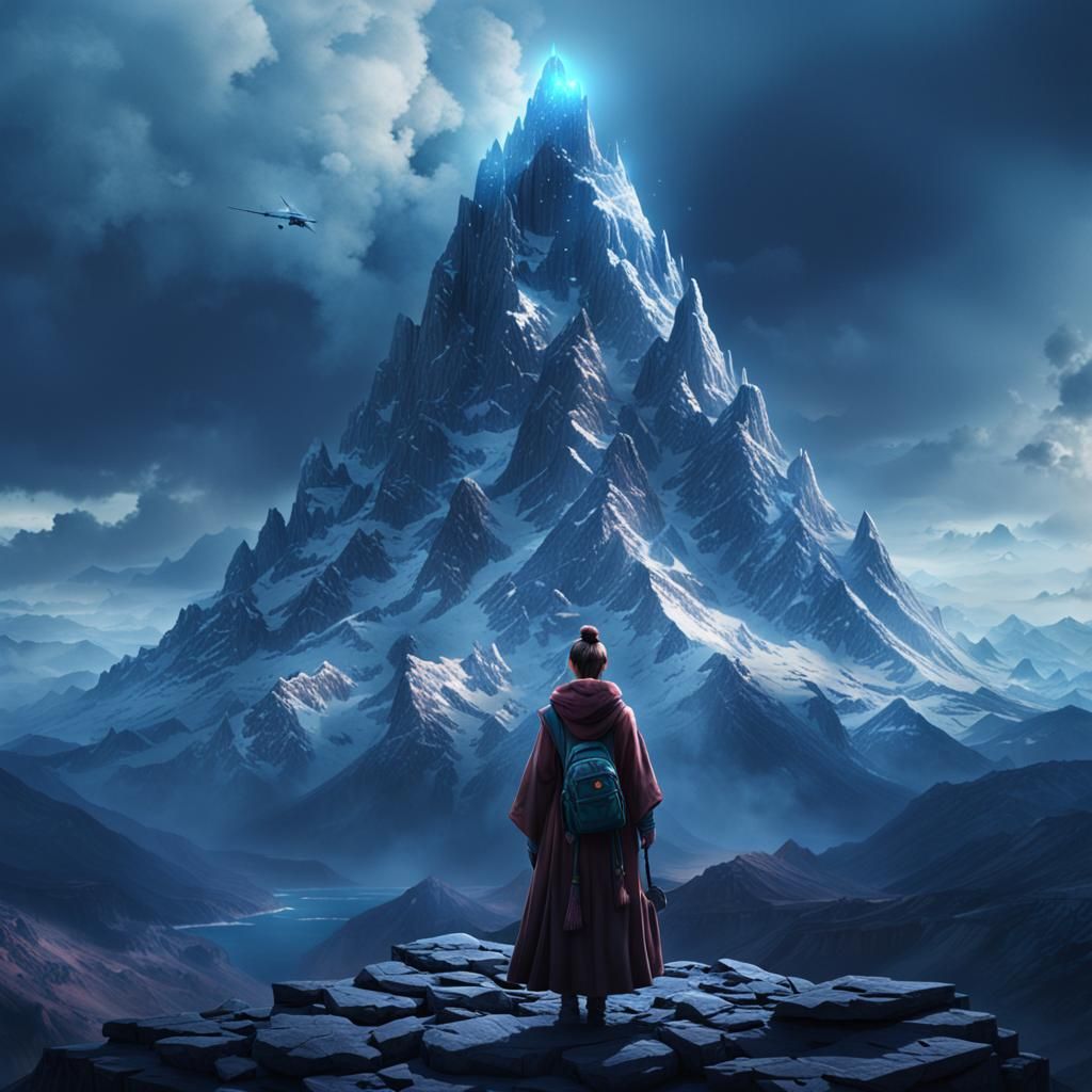 Epic Female Geomancer Creates Mountain: Digital Matte Painti...
