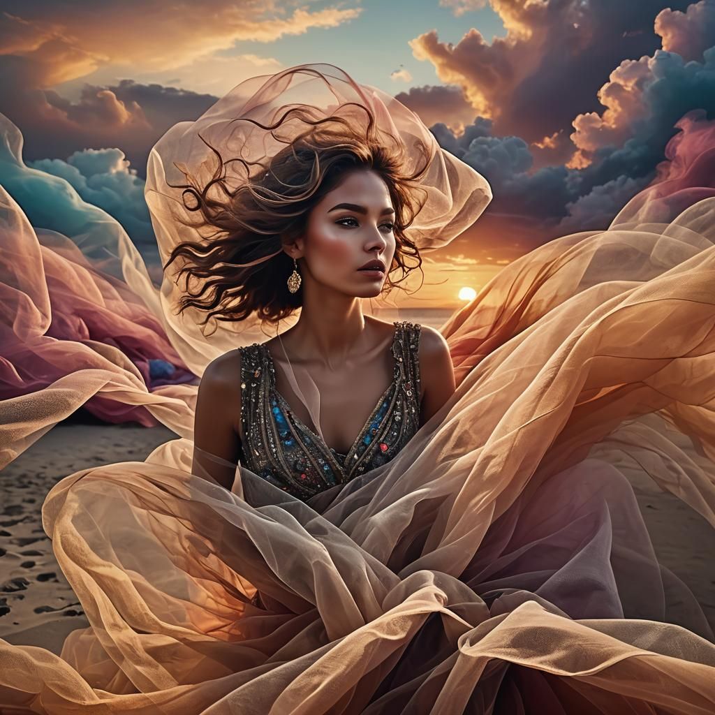 Tulle Face in Wind: a Digital Matte Painting