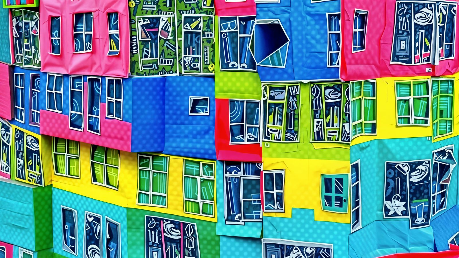 Hundertwasser Architecture in Origami Paper Folds