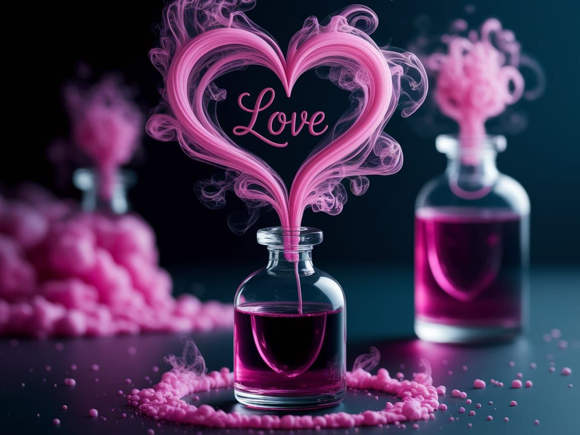 Mystical Pink Love Potion in Ethereal Haze