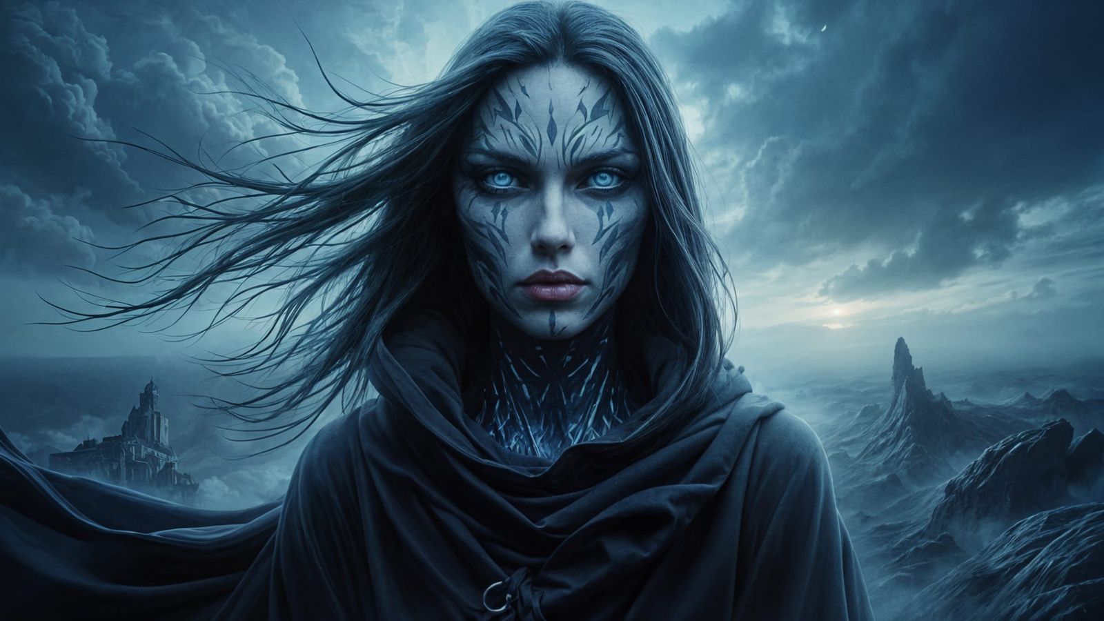 Hugo Simberg-Style Painting of a Young Girl in a Gale