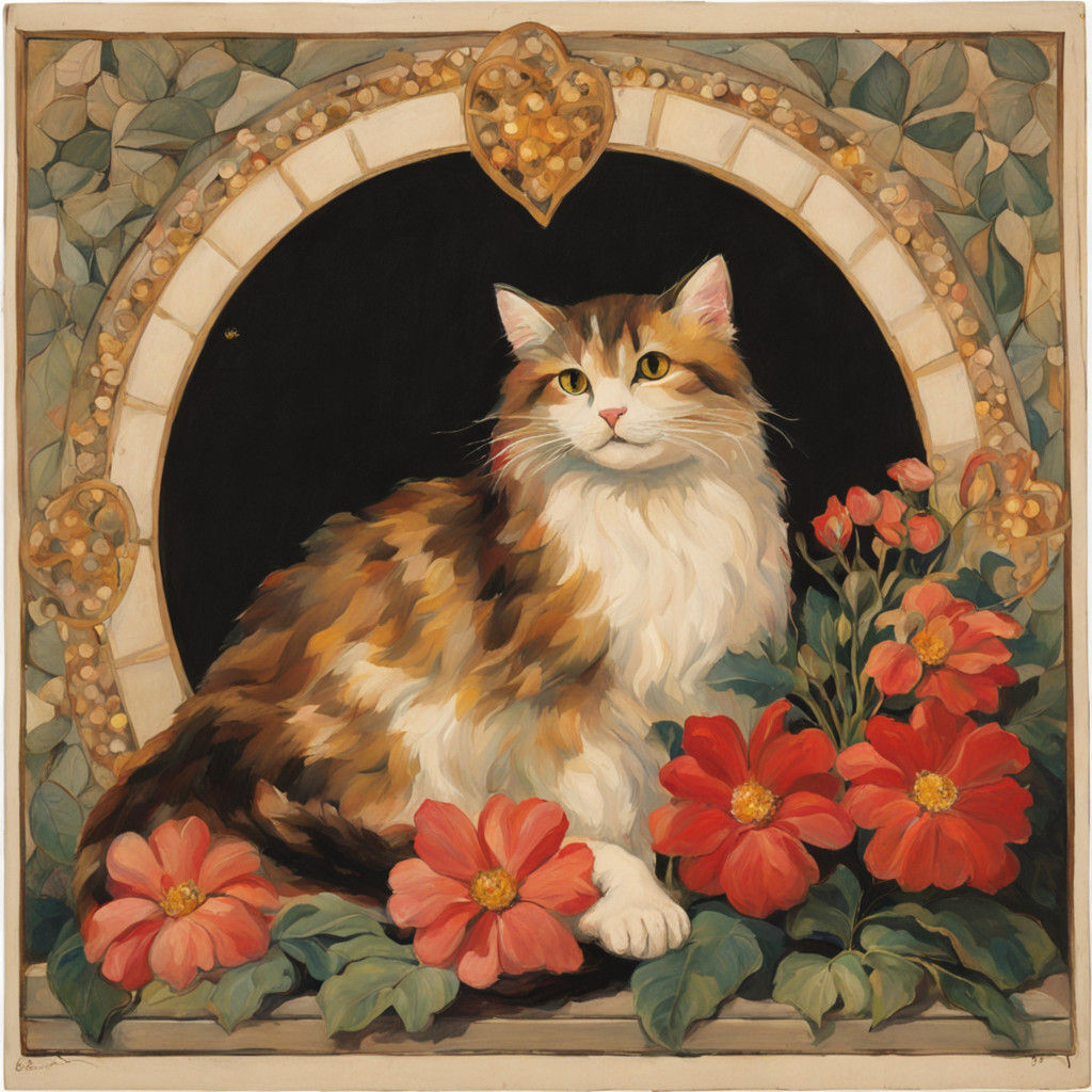 Whimsical Stained Glass Portrait of John La Farge in a Flora...