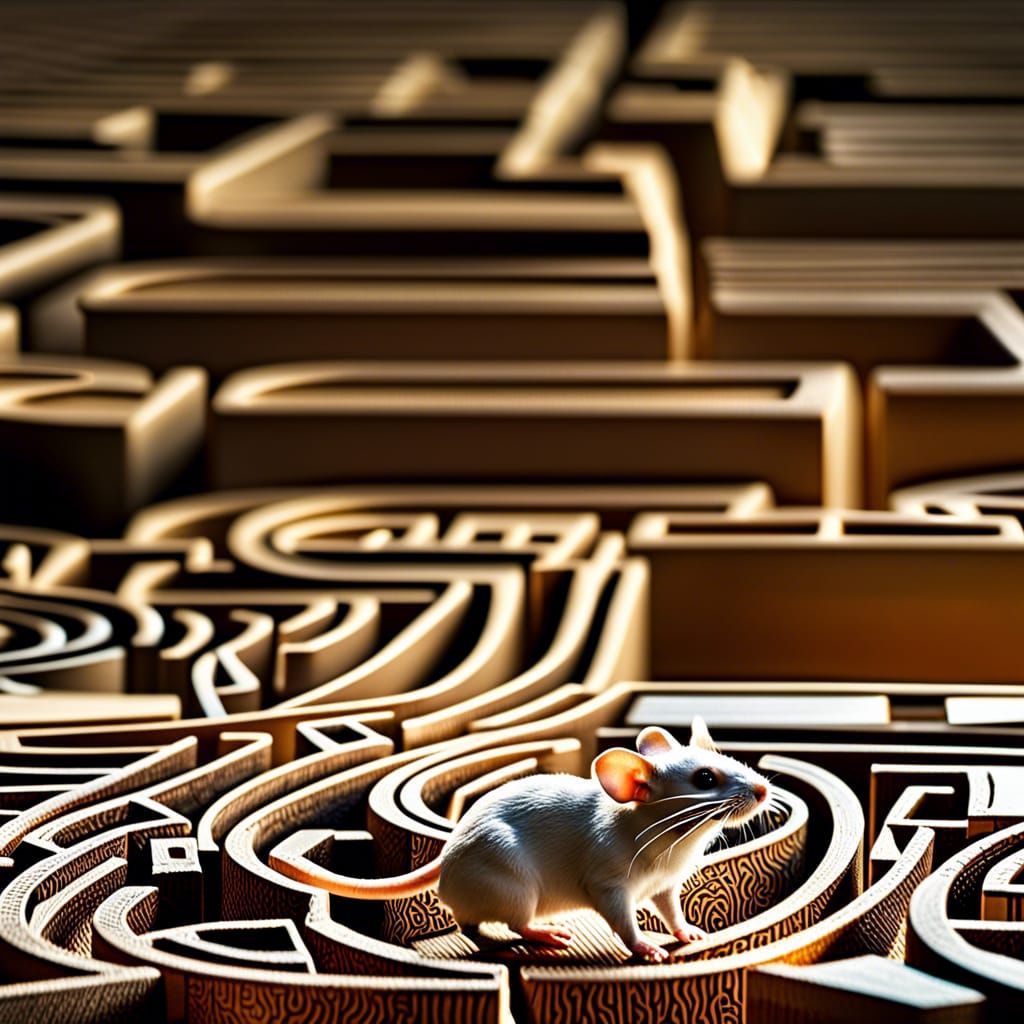 Mouse and Cat in Hyperrealistic Maze Chase