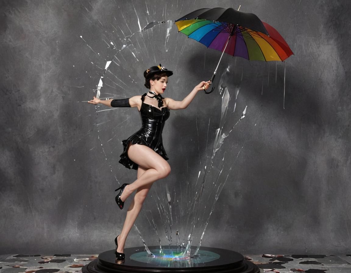 KPop Pinup Girl Falling: Crystal Clear Sculpture