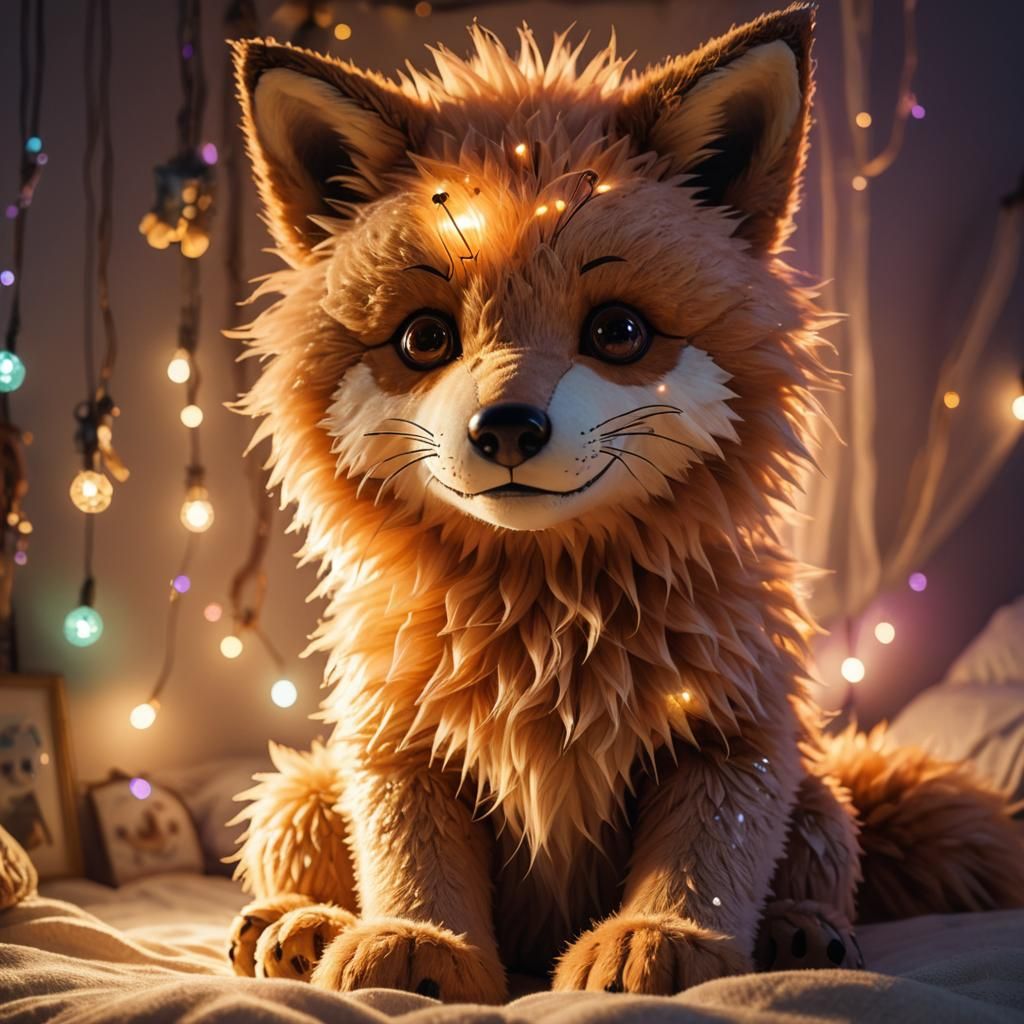 Aetherpunk Fox Stuffed Animal in Child's Bedroom